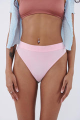 Sculpt Rib High waisted Powder Pink Thong