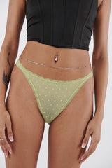 Polka Mesh Thong Yellow