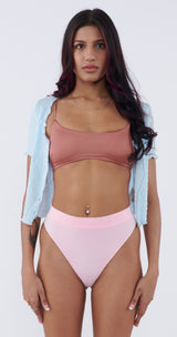 Sculpt Rib High waisted Powder Pink Thong