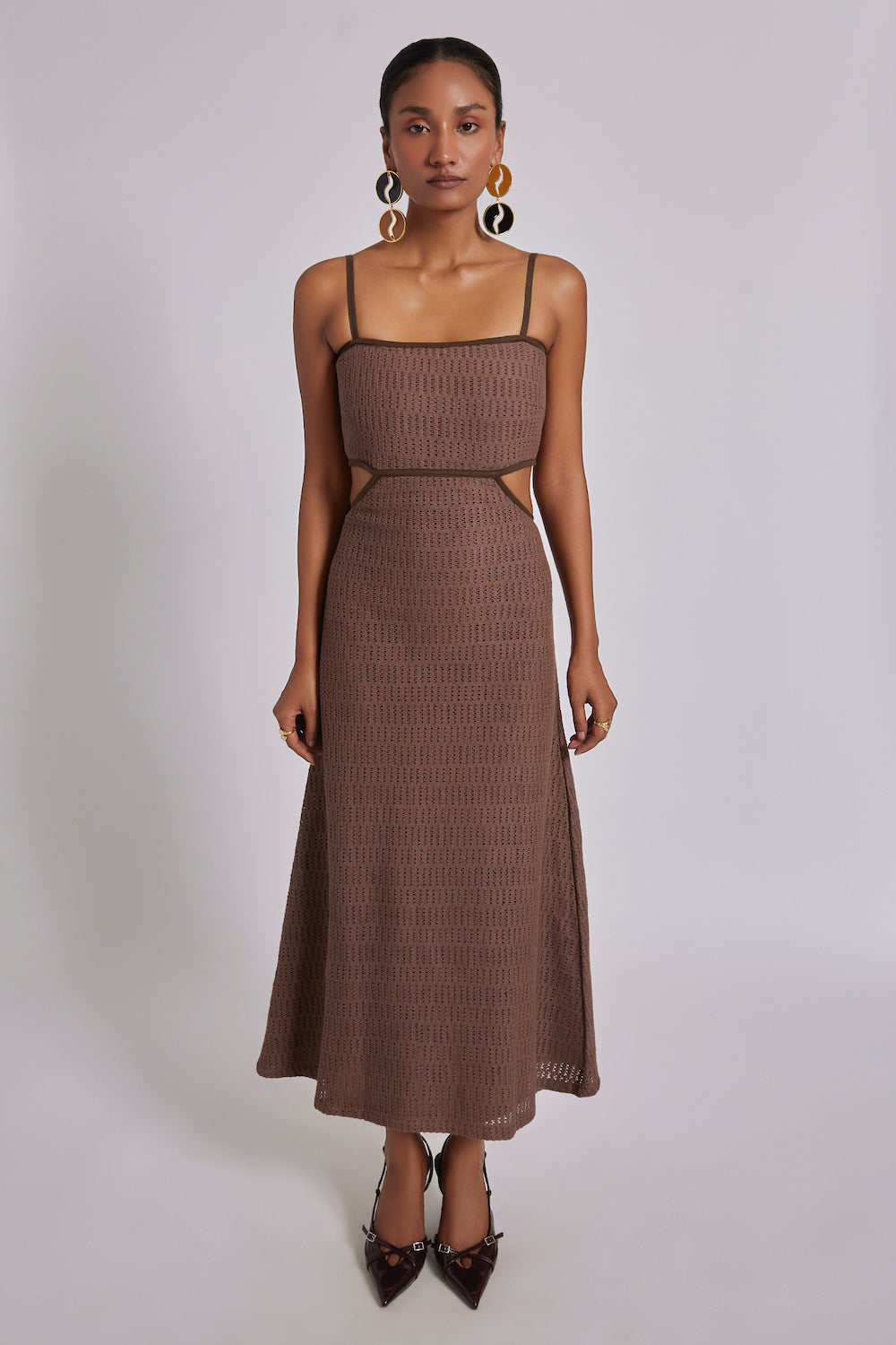 Becca Crochet Cutout Dress Brown