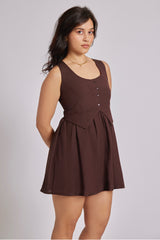 Donna Waistcoat Dress Brown