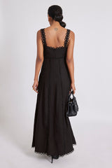 Elara Lace Maxi Dress Black