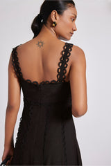 Elara Lace Maxi Dress Black