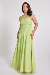 Elara Lace Maxi Dress Matcha Green