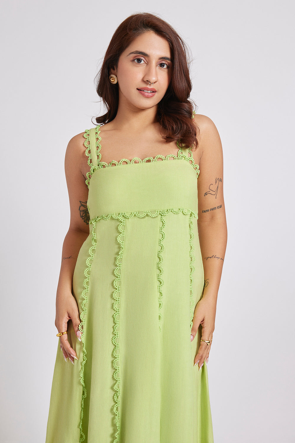 Elara Lace Maxi Dress Matcha Green