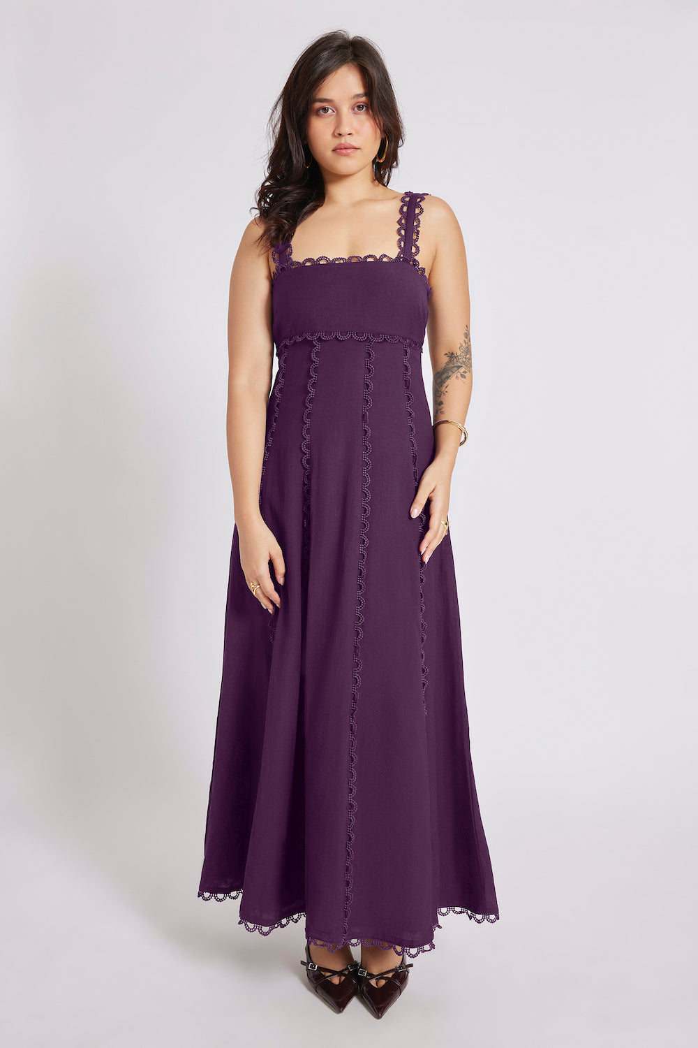 Elara Lace Maxi Dress Plum Purple