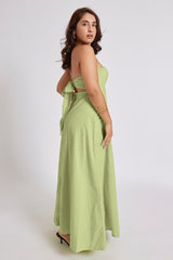 Georgia Eyelet Bandeau Maxi Dress Lime Green