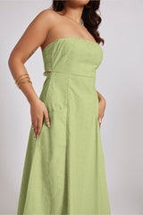 Georgia Eyelet Bandeau Maxi Dress Lime Green