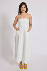 Georgia Eyelet Bandeau Maxi Dress White