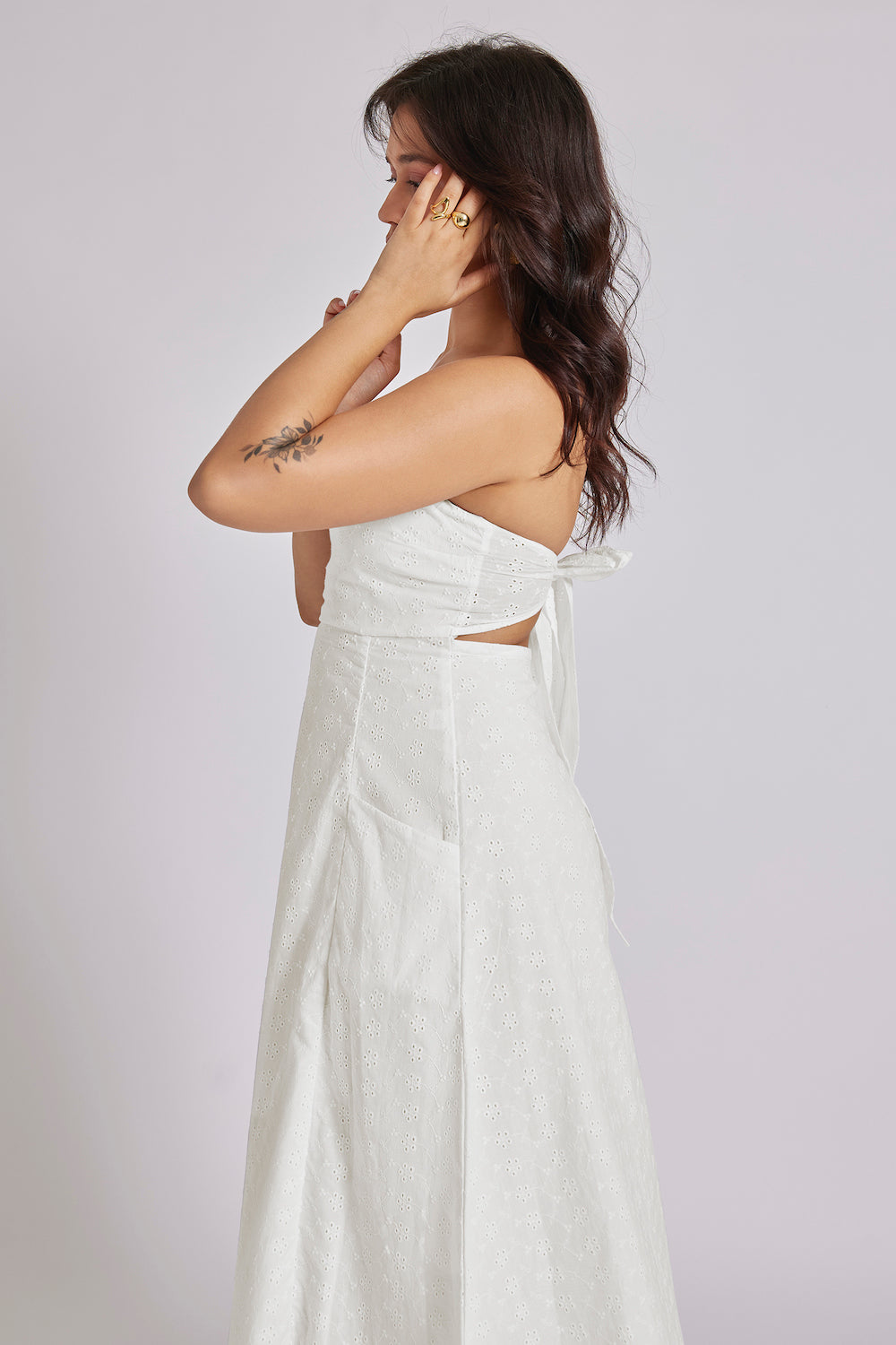 Georgia Eyelet Bandeau Maxi Dress White