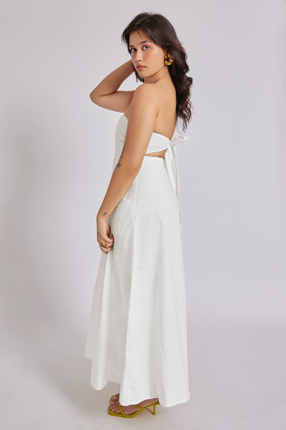 Georgia Eyelet Bandeau Maxi Dress White