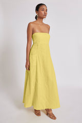 Georgia Eyelet Bandeau Maxi Dress Yellow