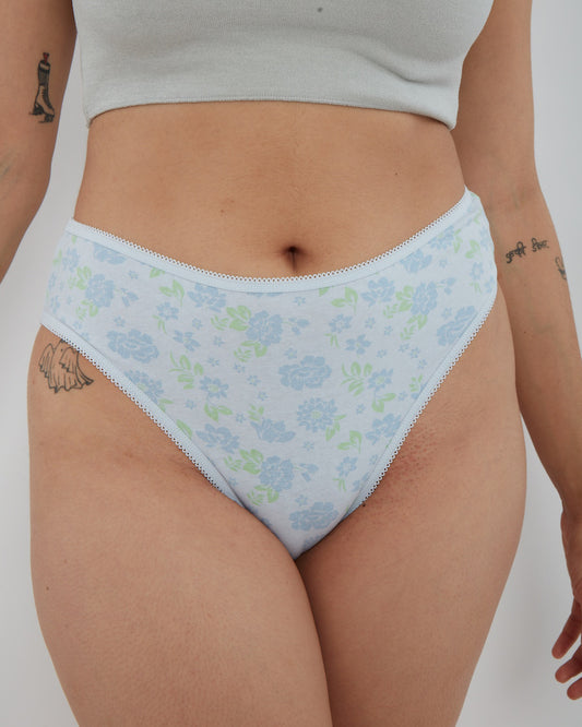 Stretch Cotton High Waisted Bikini Pastel Florals