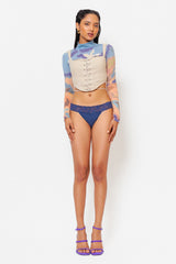 Luxe Lace Cotton Thong Space Blue